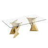 Buquet Glam Glass + Champagne Gold Rectangular Dining Table