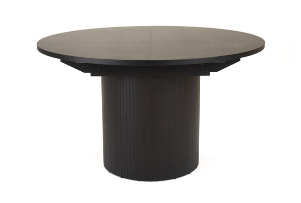 Modrest Miami Modern Black Oak Round Dining Table With Extension Model VGME121254-DT-BLK