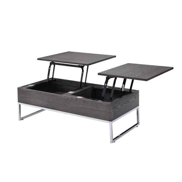 ACME Iban Gray Oak & Chrome Coffee Table with Lift Top Model 81170