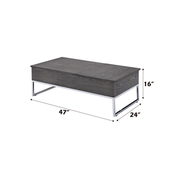 ACME Iban Gray Oak & Chrome Coffee Table with Lift Top Model 81170