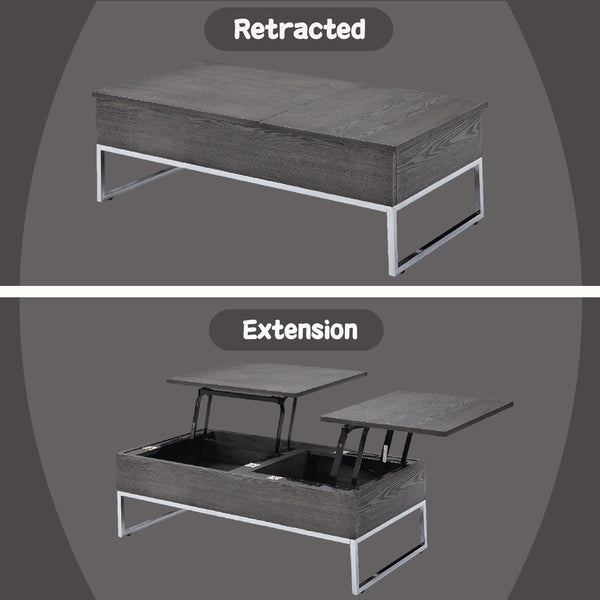ACME Iban Gray Oak & Chrome Coffee Table with Lift Top Model 81170