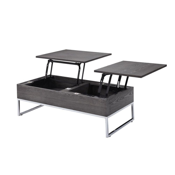 ACME Iban Gray Oak & Chrome Coffee Table with Lift Top Model 81170