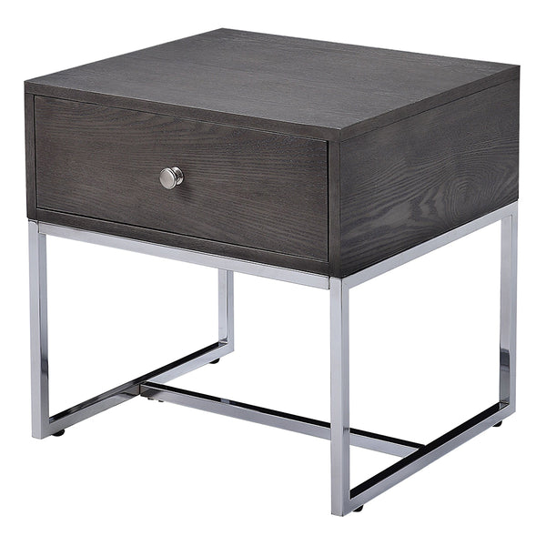 ACME Iban Gray Oak & Chrome End Table Model 81172