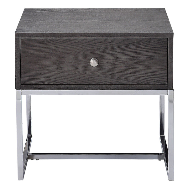 ACME Iban Gray Oak & Chrome End Table Model 81172