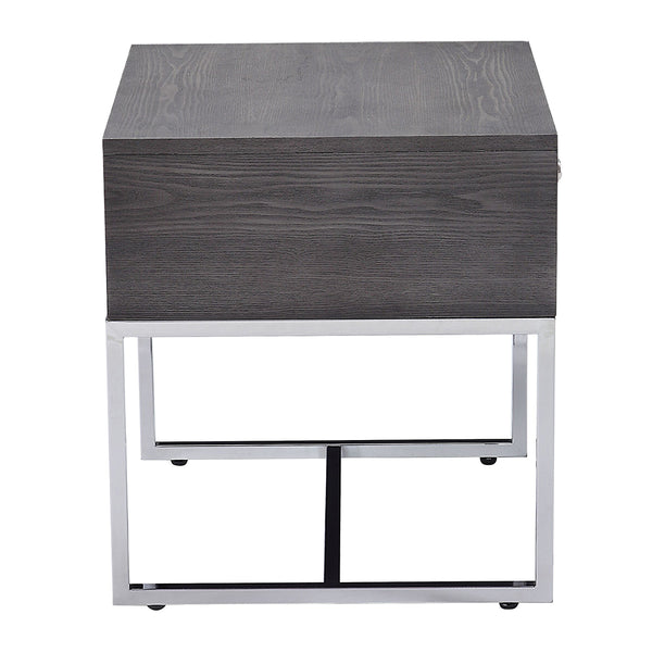 ACME Iban Gray Oak & Chrome End Table Model 81172