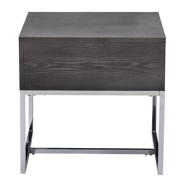 ACME Iban Gray Oak & Chrome End Table Model 81172