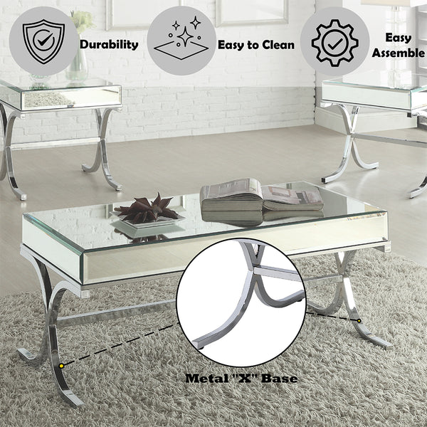 ACME Dominic Mirrored & Chrome Coffee Table Model 81195