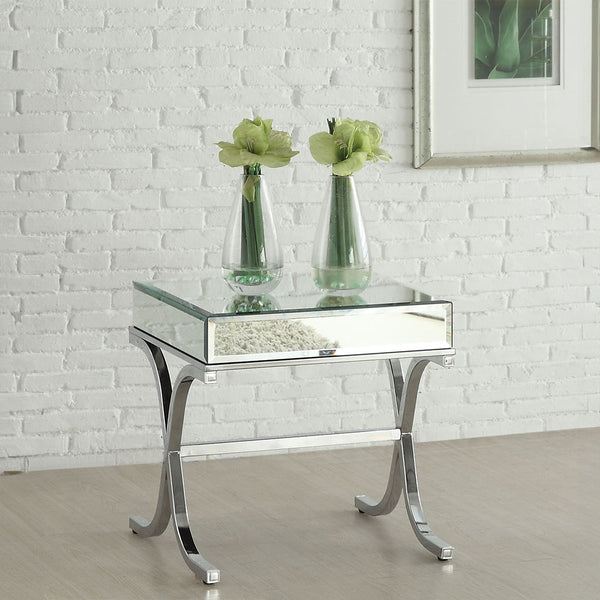 ACME Dominic Mirrored & Chrome End Table Model 81197