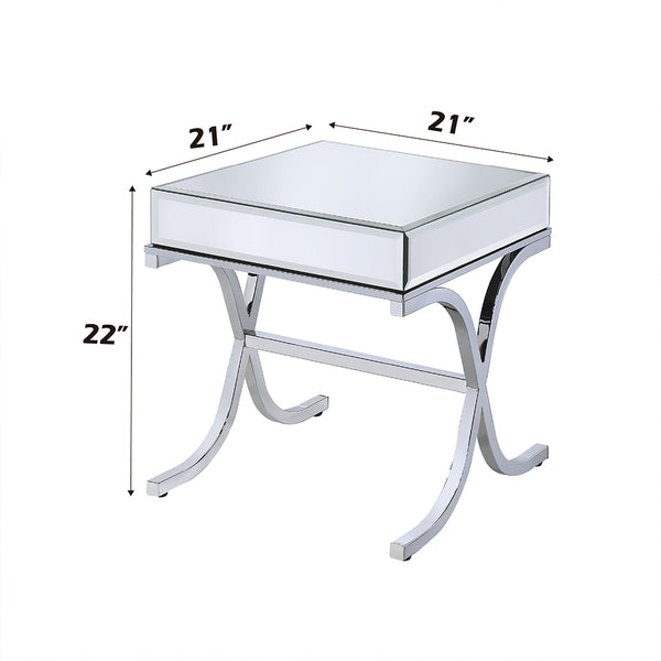 ACME Dominic Mirrored & Chrome End Table Model 81197
