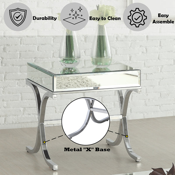 ACME Dominic Mirrored & Chrome End Table Model 81197