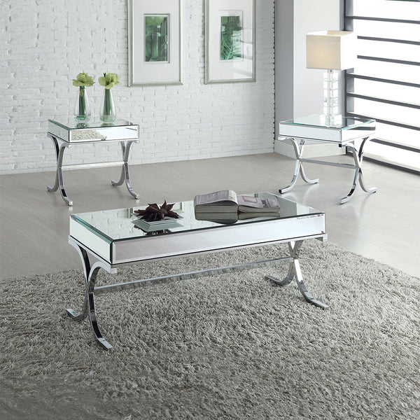 ACME Dominic Mirrored & Chrome End Table Model 81197