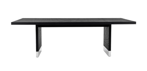Modrest Kenda Modern Black Ash & Stainless Steel Dining Table Model VGVCT2355-BLK