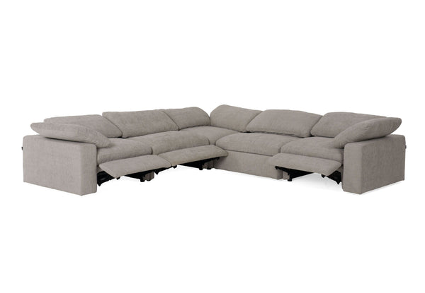 Divani Casa Corinth Modern Gray Fabric Sectional Sofa With 3 Power Recliners Model VGKM-KM.920-GRY