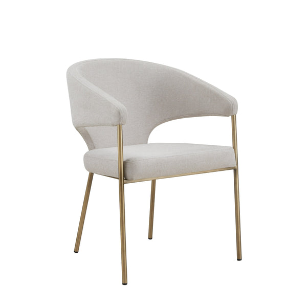 Modrest Claudine Modern Off White Fabric & Brass Dining Chair Model VGGAGA-6214CH-1