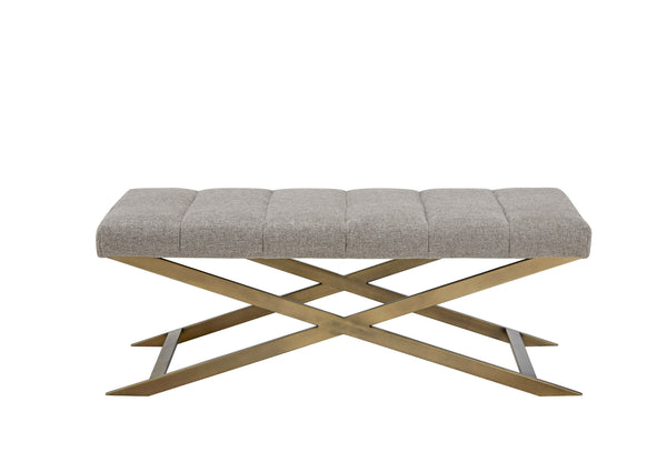Modrest Xane Contemporary Grey Fabric & Brushed Brass Bench Model VGGAGA-8648BE-GRY