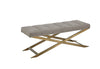 Modrest Xane Contemporary Grey Fabric & Brushed Brass Bench Model VGGAGA-8648BE-GRY