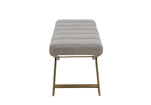 Modrest Xane Contemporary Grey Fabric & Brushed Brass Bench Model VGGAGA-8648BE-GRY