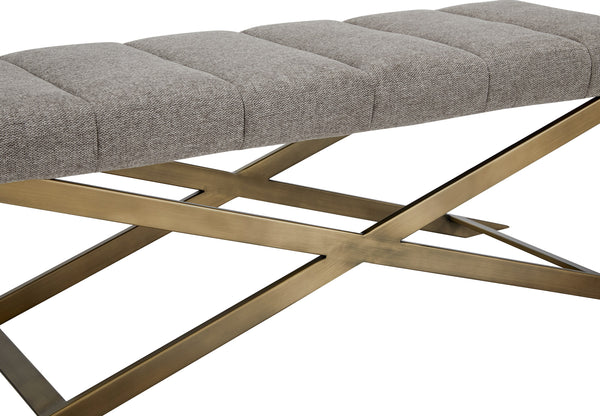 Modrest Xane Contemporary Grey Fabric & Brushed Brass Bench Model VGGAGA-8648BE-GRY