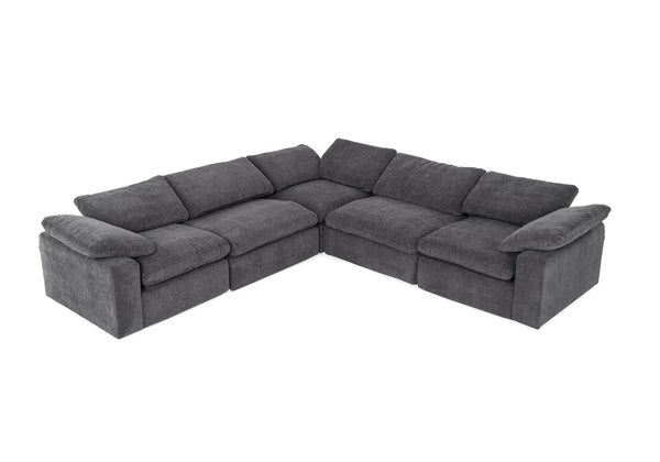 Divani Casa Corinth Modern Dark Gray Fabric Sectional Sofa With 3 Power Recliners Model VGKM-KM.920-CHAR