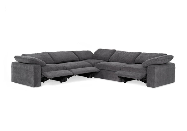 Divani Casa Corinth Modern Dark Gray Fabric Sectional Sofa With 3 Power Recliners Model VGKM-KM.920-CHAR