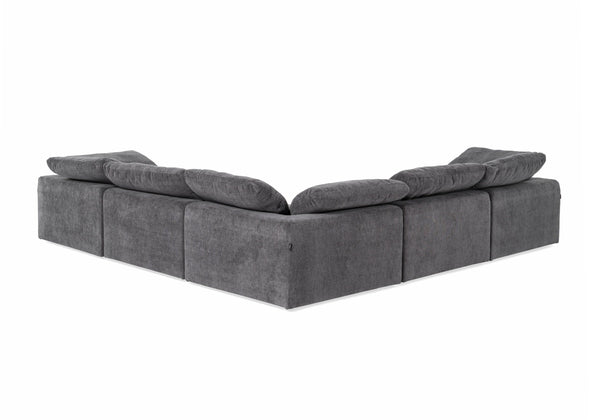 Divani Casa Corinth Modern Dark Gray Fabric Sectional Sofa With 3 Power Recliners Model VGKM-KM.920-CHAR