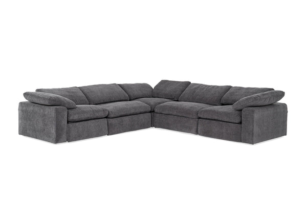 Divani Casa Corinth Modern Dark Gray Fabric Sectional Sofa With 3 Power Recliners Model VGKM-KM.920-CHAR