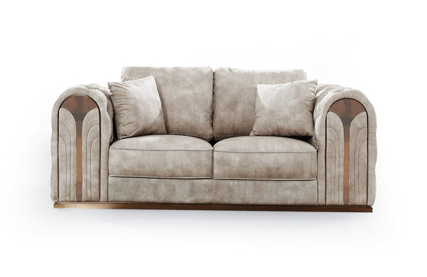 Divani Casa Dosie Transitional Beige Velvet Sofa Set Model VGBN-S-9368-SET-BGE