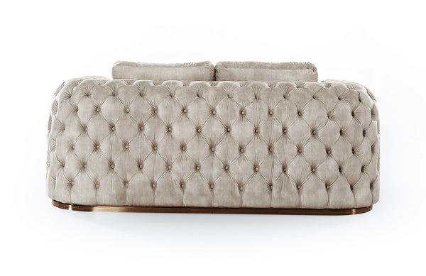 Divani Casa Dosie Transitional Beige Velvet Sofa Set Model VGBN-S-9368-SET-BGE