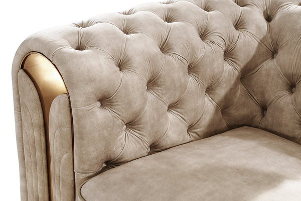 Divani Casa Dosie Transitional Beige Velvet Sofa Set Model VGBN-S-9368-SET-BGE