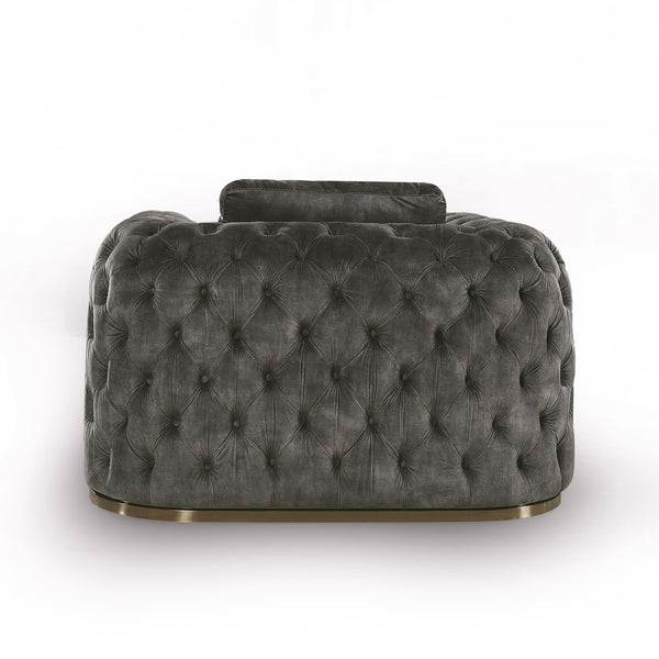 Divani Casa Dosie Transitional Grey Velvet Sofa Set Model VGBN-S-9368-SET-GRY