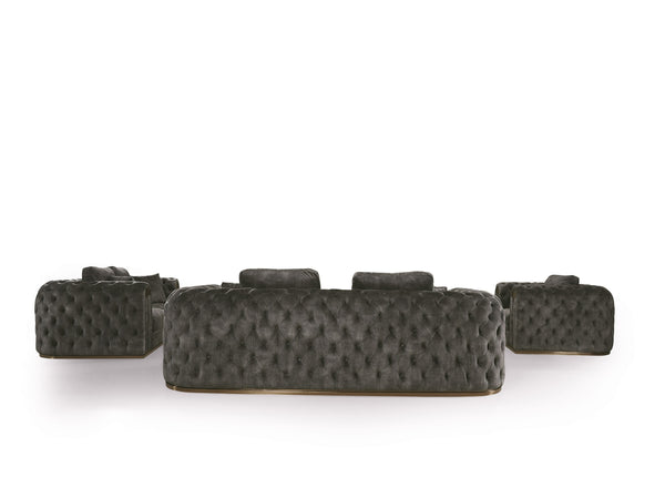 Divani Casa Dosie Transitional Grey Velvet Sofa Set Model VGBN-S-9368-SET-GRY