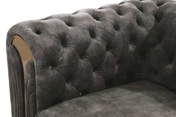 Divani Casa Dosie Transitional Grey Velvet Sofa Set Model VGBN-S-9368-SET-GRY