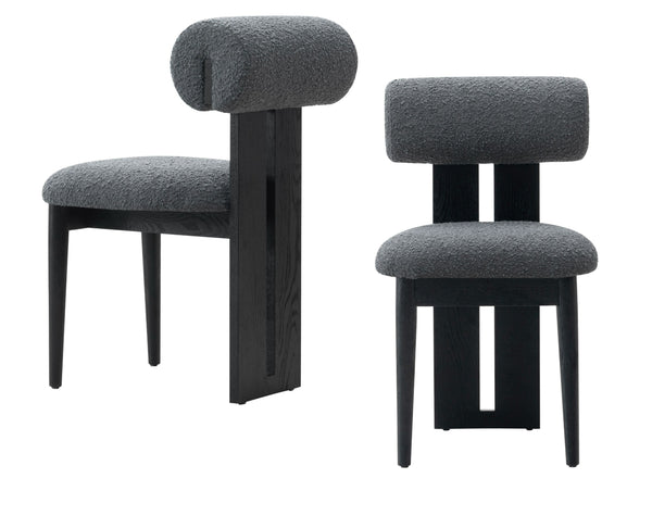 Modrest Skerrit Modern Grey Fabric & Black Oak Dining Chair (Set Of 2) Model VGMF-D1130-GRY