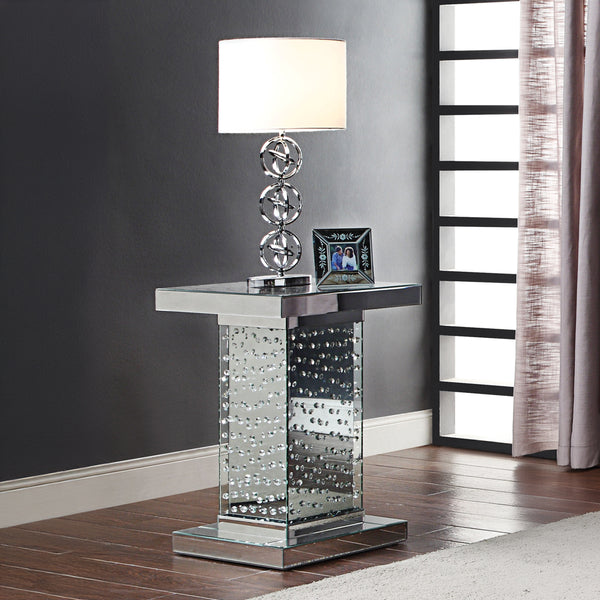 ACME Nysa Mirrored & Faux Crystals End Table Model 81412