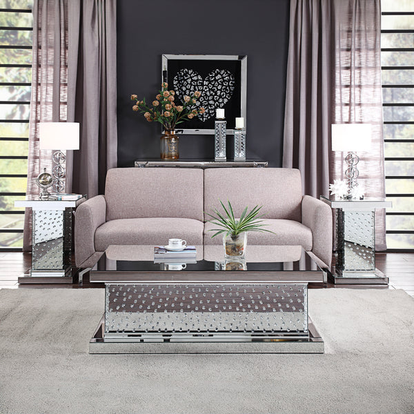 ACME Nysa Mirrored & Faux Crystals End Table Model 81412