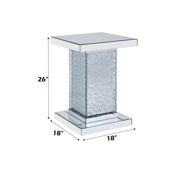 ACME Nysa Mirrored & Faux Crystals End Table Model 81412