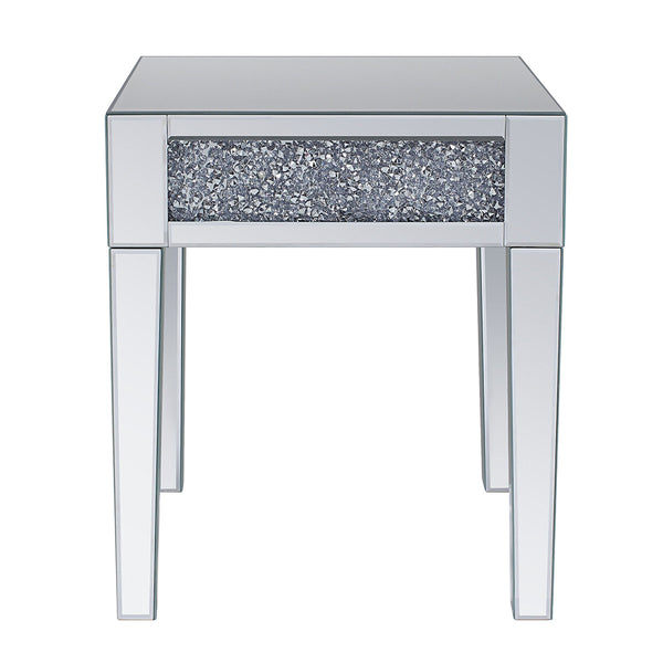 ACME Noralie Mirrored & Faux Diamonds End Table Model 81417