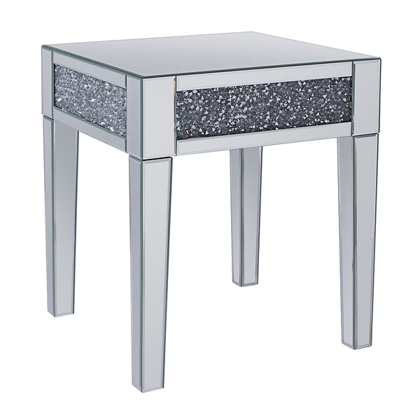 ACME Noralie Mirrored & Faux Diamonds End Table Model 81417