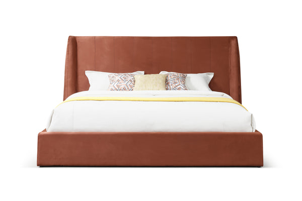 Queen Modrest Roma Modern Burnt Orange Microfiber Upholstered Bed Model VGVCBD2305-BORG-Q