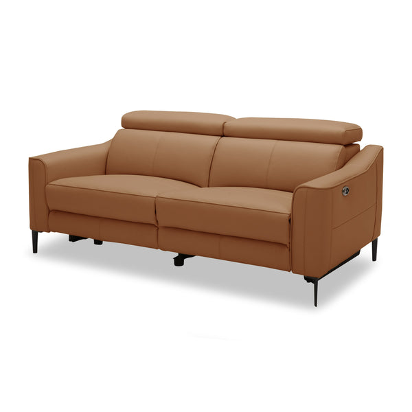 Eden Modern Camel Leather Sofa With 2 Recliners