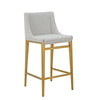 Mimi Modern Light Grey Fabric + Antique Brass Counter Stool (Set of 2)