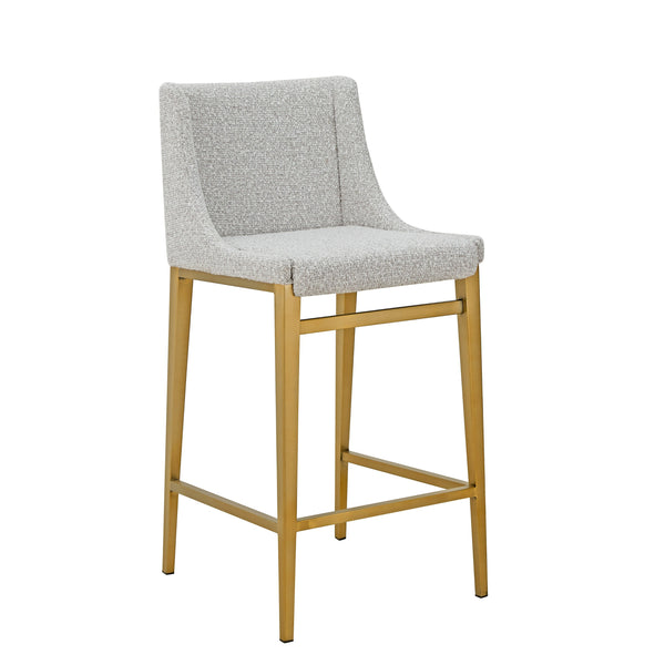 Mimi Modern Light Grey Fabric + Antique Brass Counter Stool (Set of 2)