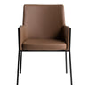 Leshay Modern Dark Camel Vegan Leather + Black Metal Dining Chair