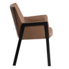 Leshay Modern Dark Camel Vegan Leather + Black Metal Dining Chair