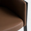 Leshay Modern Dark Camel Vegan Leather + Black Metal Dining Chair