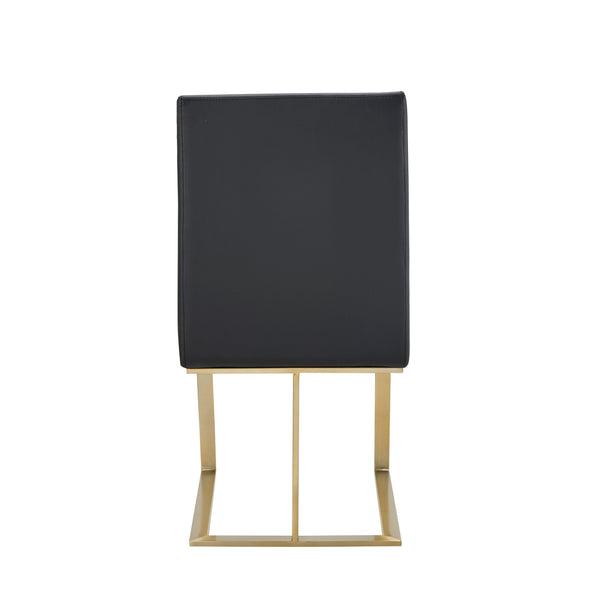 Frankie Modern Dark Grey Vegan Leather + Antique Brass Dining Chair