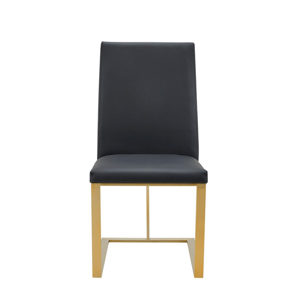 Frankie Modern Dark Grey Vegan Leather + Antique Brass Dining Chair