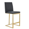 Modrest Frankie Modern Dark Grey Vegan Lether & Antique Brass Counter Stool Model VGGAGA-6917CH-C-DKGRY