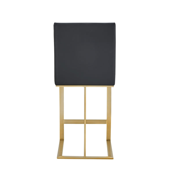 Frankie Modern Dark Grey Vegan Lether + Antique Brass Counter Stool