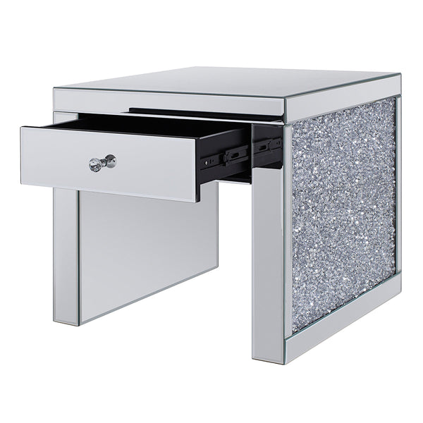 ACME Noralie Mirrored & Faux Diamonds End Table Model 81477